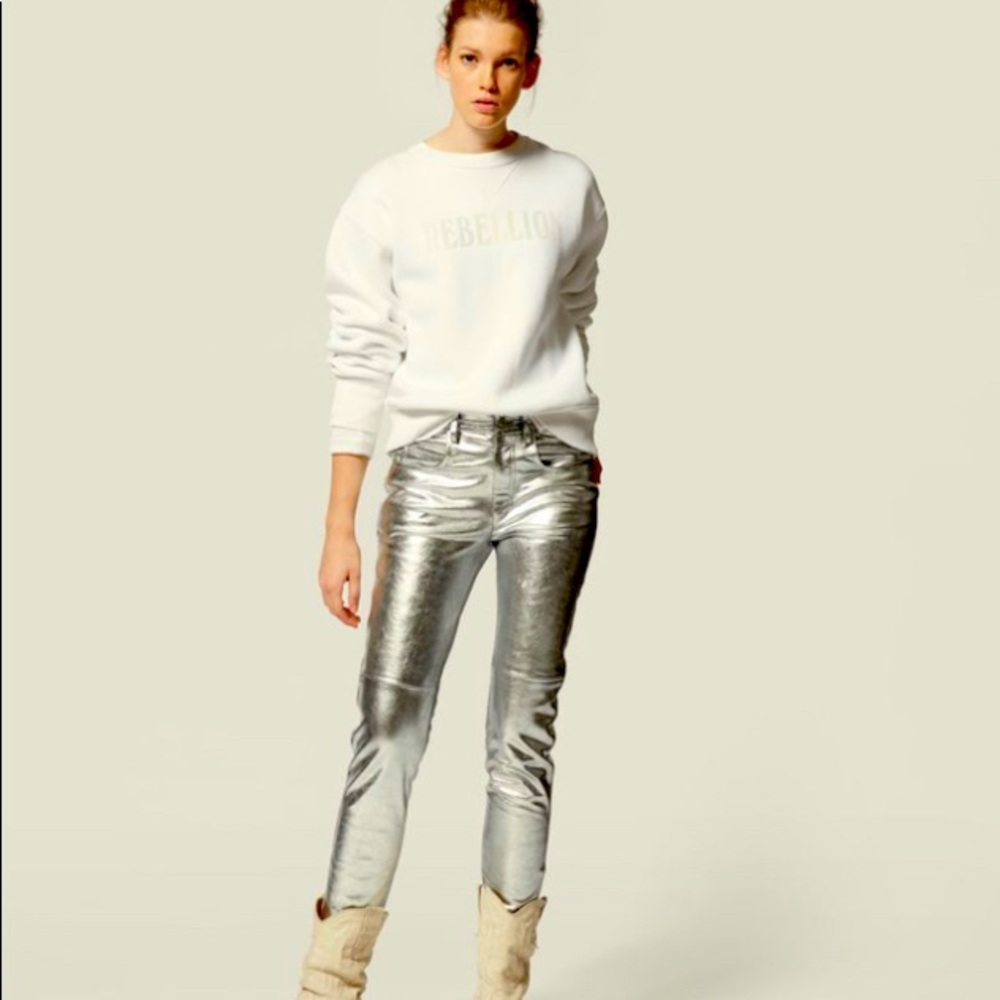 Isabel Marant Etoile Silver Leather jeans